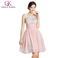 Grace Karin Sleeveless Beaded Short Cocktail Dresses 2015 Pink And Blue Cocktail Dress CL7508-1